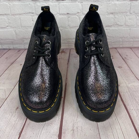 Dr. Martens 1461 Quad Faux Fur Lined Metallic Platform Derby Shoes Women's Sz 7 - Picture 7 of 11